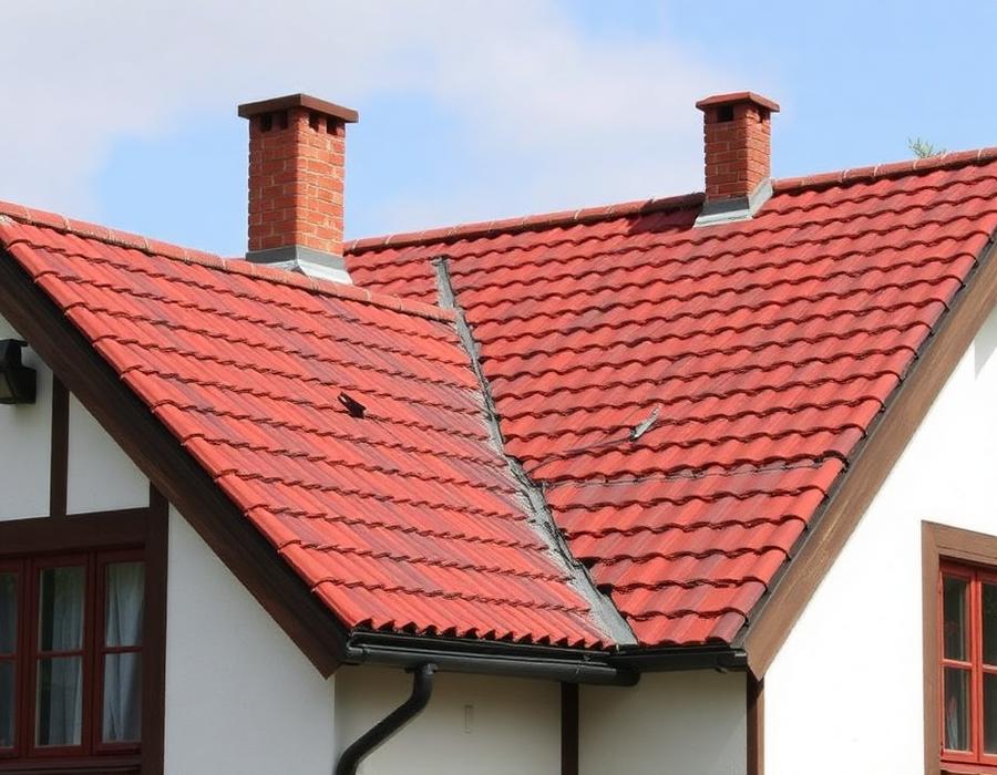 Cseréptető felújítás új piros cseréppel